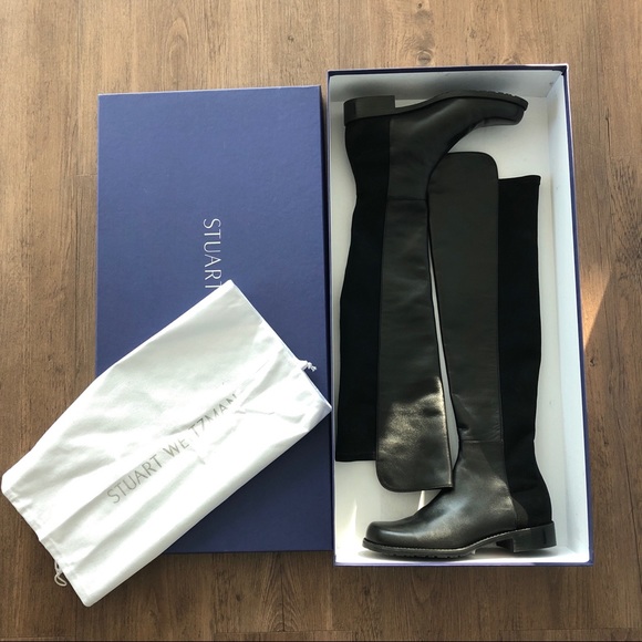 NWT Stuart Weitzman 5050 Black Nappa Boots - Picture 7 of 8